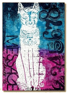 Artist trading card 'Bastet' by Linda Adams