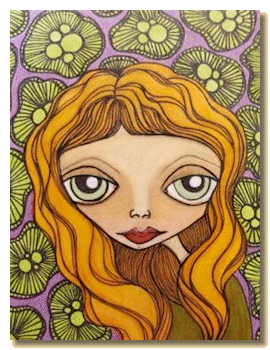Artist trading card 'Gaunt Girl' by Janis from Texas