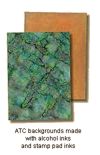 ATC backgrounds made with alcohol inks and stamp pad inks