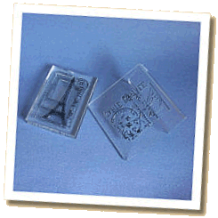 acrylic-mounted clear rubber stamps