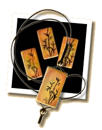 Altered bamboo tiles and pendant by Maria Adams