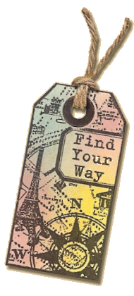 Altered shipping tag 'Find Your Way' by Maria Adams